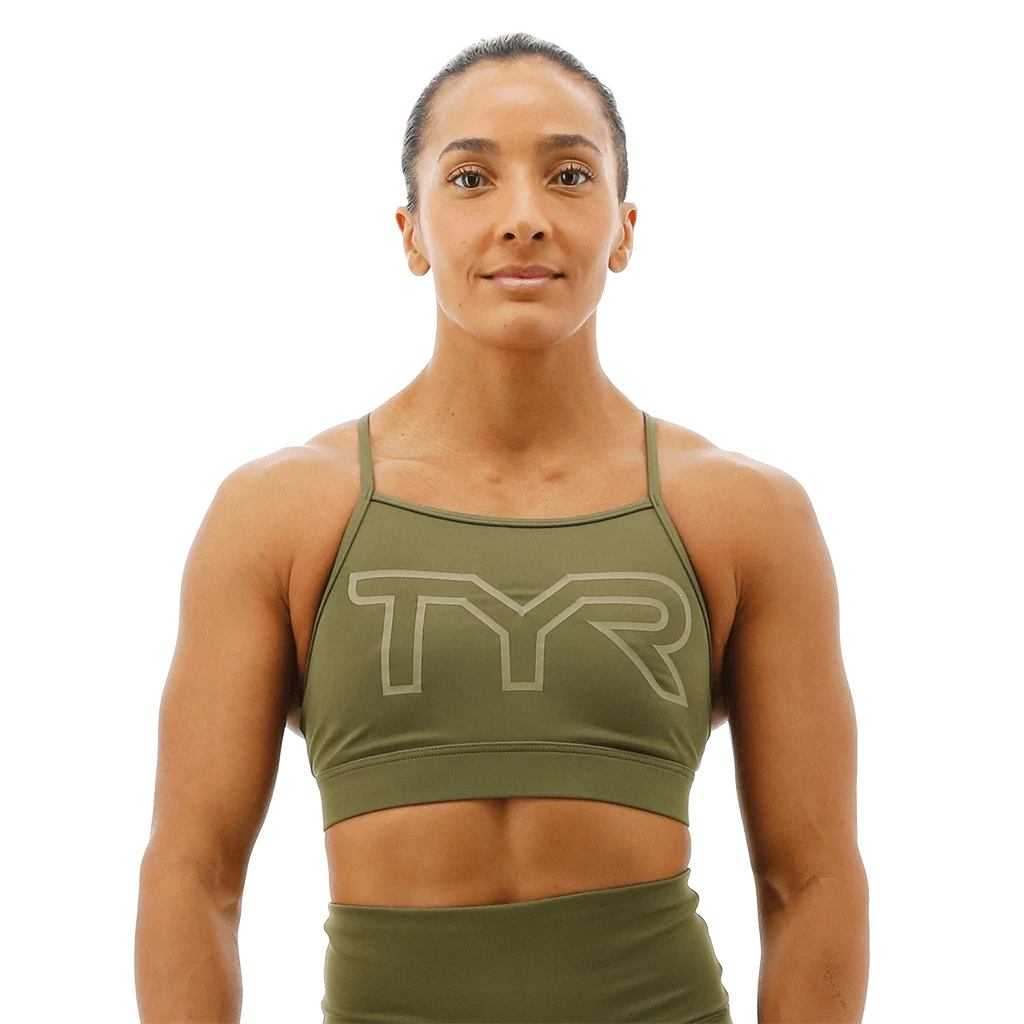 TYR GYM - Womens Olive Night High Neck Sports Bra 1 TYR GYM - Womens Olive Night High Neck Sports Bra