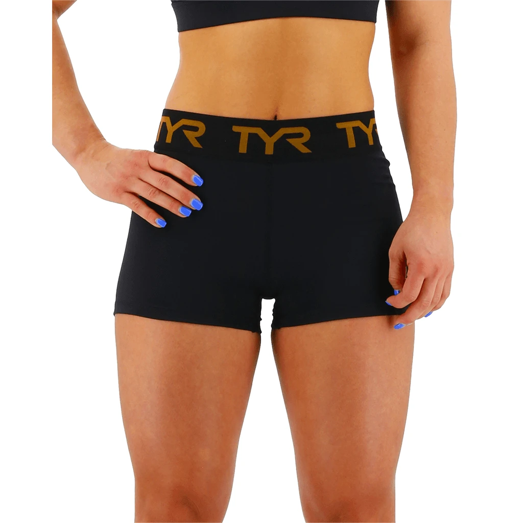 TYR GYM Women’s Black Mid Rise 2" Logo Short 1 TYR GYM Women’s Black Mid Rise 2" Logo Short