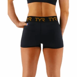 TYR GYM Women’s Black Mid Rise 2" Logo Short 9 TYR GYM Women’s Black Mid Rise 2" Logo Short -Swim Gear Central FTMRSL3A 001 main02