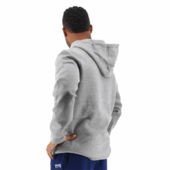 TYR Men Outline Logo Hoodie Charcoal Charcoal/Silver 6 TYR Men Outline Logo Hoodie Charcoal Charcoal/Silver -Swim Gear Central TYRMHB3A 952 alt03