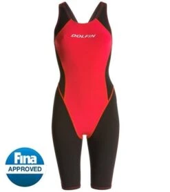 Dolfin Platinum 2 Pro Tech Knee Suit 9 Dolfin Platinum 2 Pro Tech Knee Suit -Swim Gear Central d7176p 904 red blk 1
